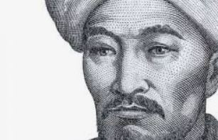 Farabi'nin mantık üzerine şerhlerini, müzik nazariyatını ve Erdemli Şehir tasvirini simgeleyen antik kütüphane ve şehir planı kompozisyonlu görsel.